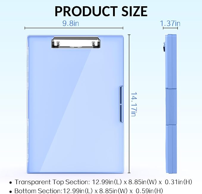 Sooez Clipboard with Storage, Heavy Duty Cleaview Clip Boards 8.5x11 with Dual - Image 6