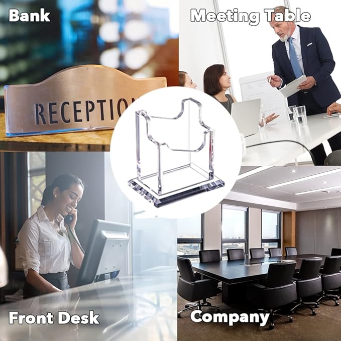 PARTSPOWER 2 Packs Acrylic Business Card Holders for Desk, Vertical Clear Business Name Card Display Stand, Desk Accessory Business Name Card Organizer (Vertical, 1-Slot)-DeskLoop Office
