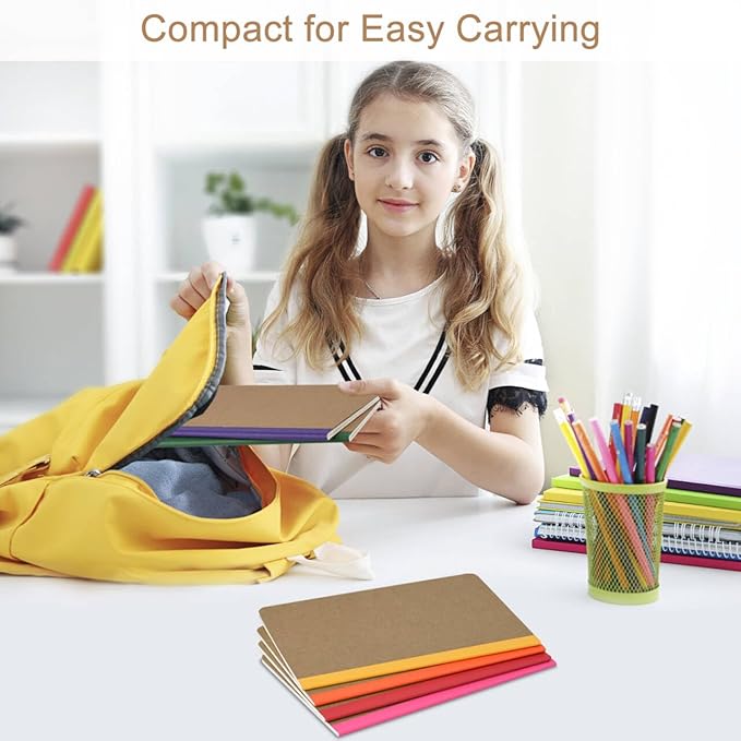 ZCZN 8 Pack Colorful Lined Notebooks Bulk, A5 Journals with 8 Colors, 60 Pages/30 Sheets, 8.3x5.5 Inch, College Ruled Paper, Travel Writing Journal Notebooks for Work,School(8 pack,8 colors-lined)