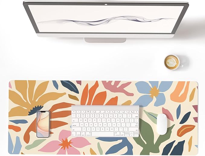 Colorful Star Abstract Floral Large Mouse Pad, Waterproof Office Desk Mat by ColorfulStar