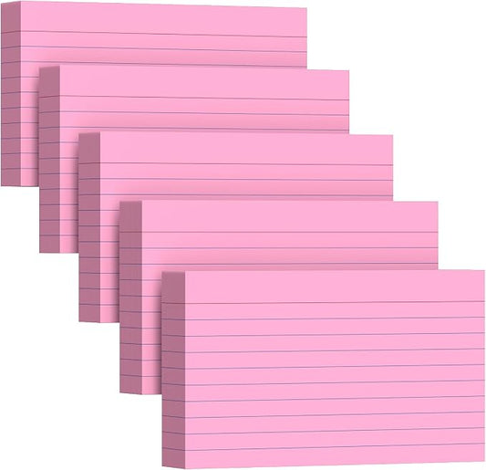 250 Count Index Cards 3 x 5 Inch, Heavyweight Pink Lined Note Cards Portable by Unknown