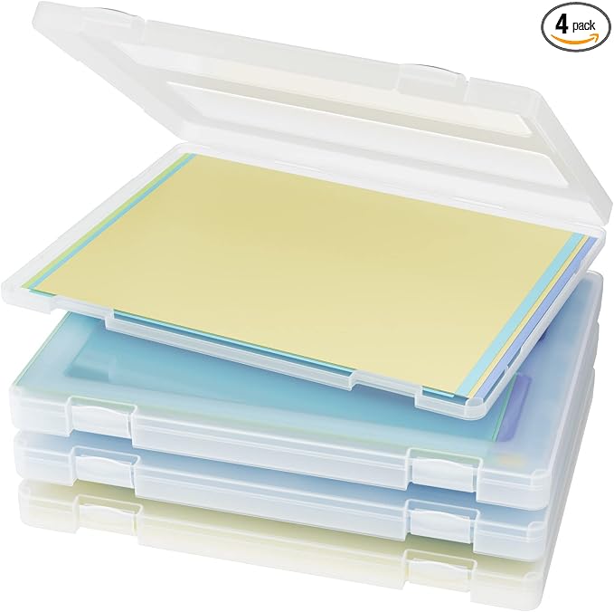 Denkee 4 Pack A4 Paper Organizer Box, Plastic Scrapbook Paper Organizer by Denkee