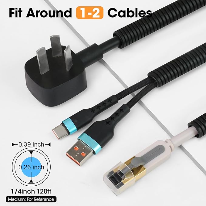 120 FT Wire Loom 1/4 Inch, Split Wire Loom Tubing Conduit, Wire Protector Tubing - Image 2