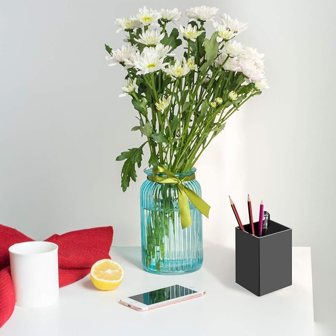 NIUBEE Black Acrylic Pen Holder 2 Pack, Desktop Pencil Cup Stationery Organizer - Image 6