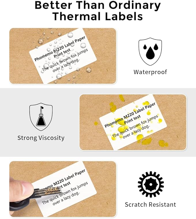 Phomemo 2.35"x 1.57" Thermal Sticker Label 180 Pcs/Roll Compatible with M220,M250,M260,M421,M221,M200 Label Printer, Strong Permanent Adhesive & Perforated, for Customer Mailer, Business Letter, Gift-DeskLoop Office