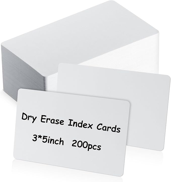 Harloon 200 Pcs Dry Erase Index Cards 3 x 5 Inch Laminated Reusable Dry Erase by Muasung