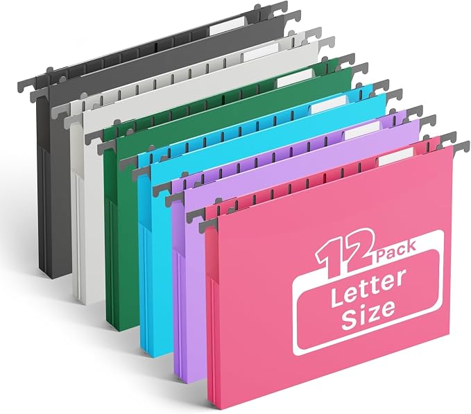 Ansook Letter Size Hanging File Folders Extra Capacity, Heavy Duty 1" by Ansook