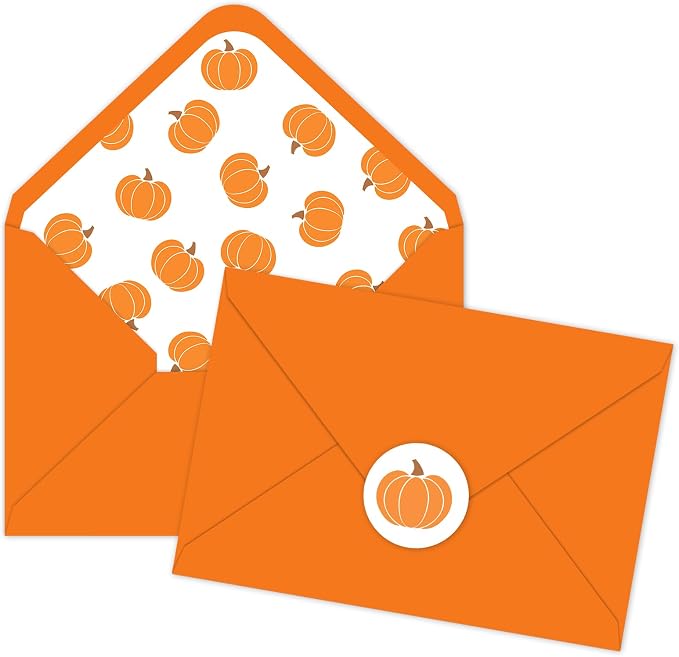 Whaline 50 Pcs Fall Invitation Envelopes Pumpkin Greeting Card Envelope Autumn by Whaline