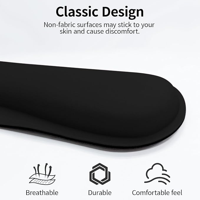 Bloss 2 Black Wrist Rest for Mouse & Keyboard, Ergonomic Wrist Support | Soft - Image 8