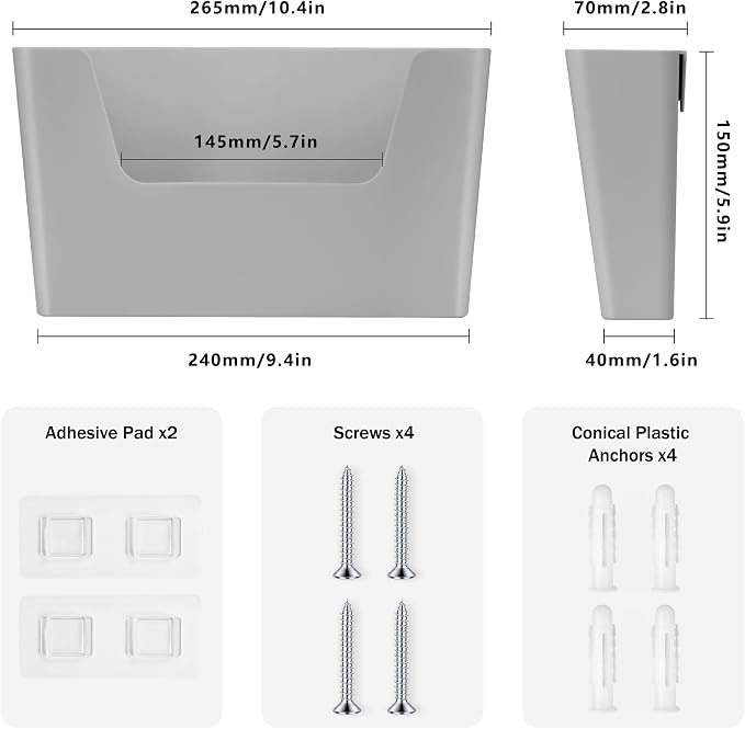 JOMOLA No Drilling File Holder 2 Pack Mail Organizer Wall Mount File Organizer - Image 2