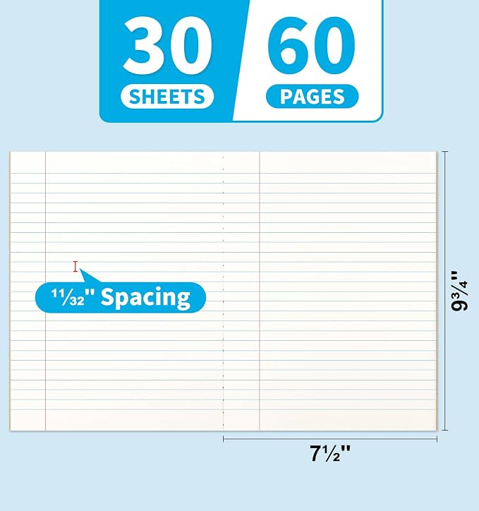 12 Pack Composition Notebook Journals Bulk, 7-1/2" x 9-3/4", Wide Ruled Paper - Image 7