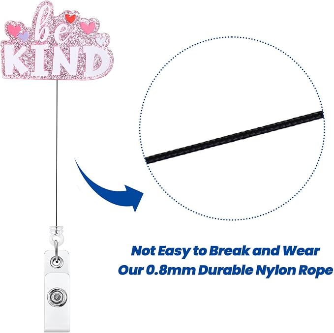 Be Kind Funny Nurse Badge Reel, Cute Heart Retractable ID Badge Holder - Image 5