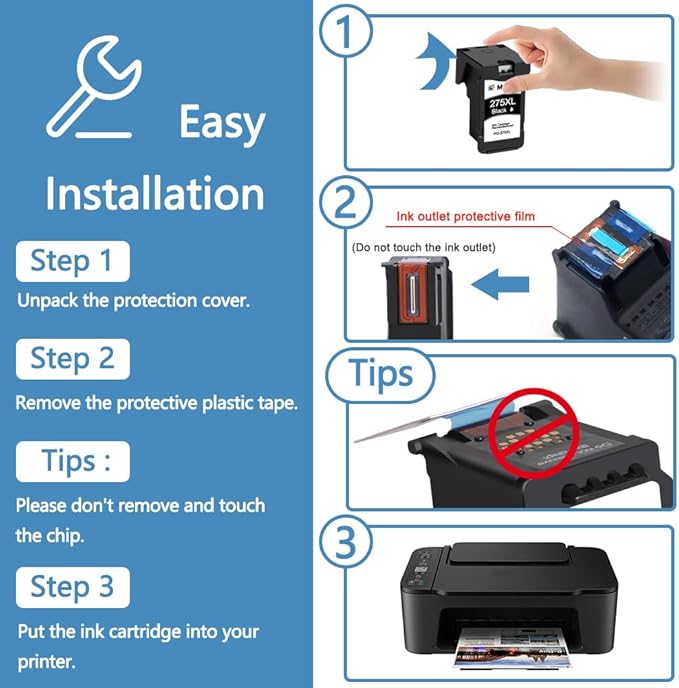 MxVol PG-275XL Black Ink Cartridge Remanufactured Replacement for Canon 275 275XL PG-275XL PG-275 XL Black Ink for PIXMA TR4720 TS3522 TS3500 TR4700 TR4722 TS3520 TS3722 Printer Ink Cartridges, 1Pack-DeskLoop Office