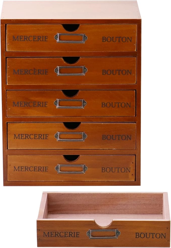 QWORK Vintage Wooden Home Office Desk Organizer - Image 7