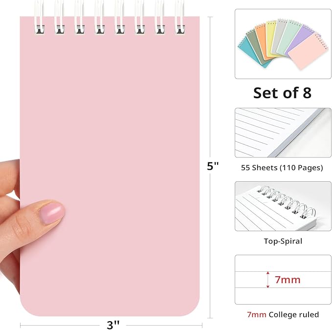 Taja Pocket Small Notebook 3" x 5", Nursing Notepad, Travel - Image 2