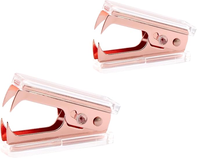 NatSumeBasics Clear Acrylic Staple Remover 2pcs Rose Gold Cute Staple Stapler by NatSumeBasics