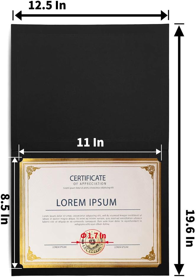 SUNEE 75pcs Certificate Kit, Includes 25pcs Black Certificate Holders & 25pcs - Image 3