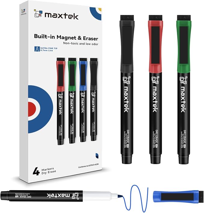 maxtek Dry Erase Markers Ultra Fine Tip Magnetic Black by Maxtek