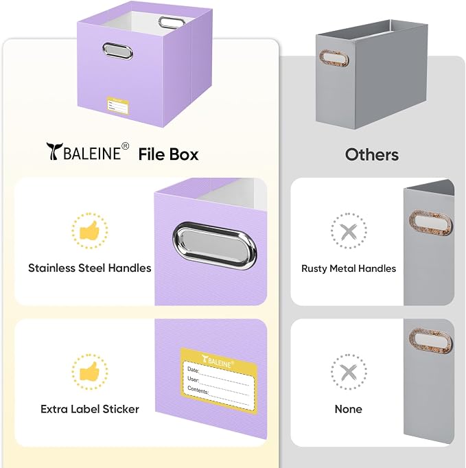 BALEINE File Organizer Box, Cardboard File Folder Organizer - Image 5