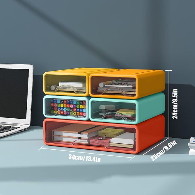 Desk Organizer with Drawers, Stackable Storage Drawers with Compartments - Image 3