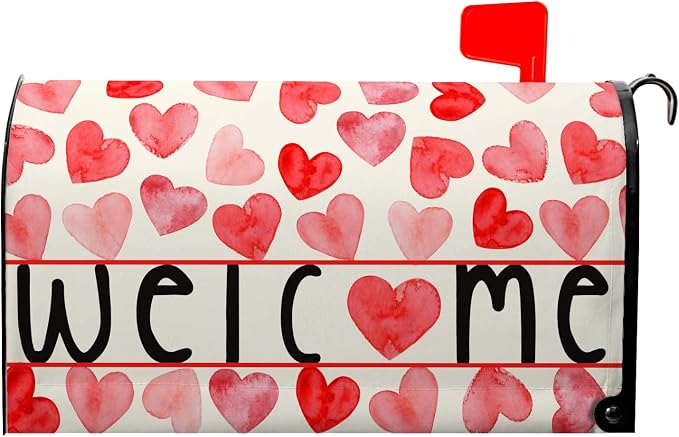 Welcome Valentines Mailbox Cover Magnetic Standard Size 21 x 18 Inch Valentine by farg