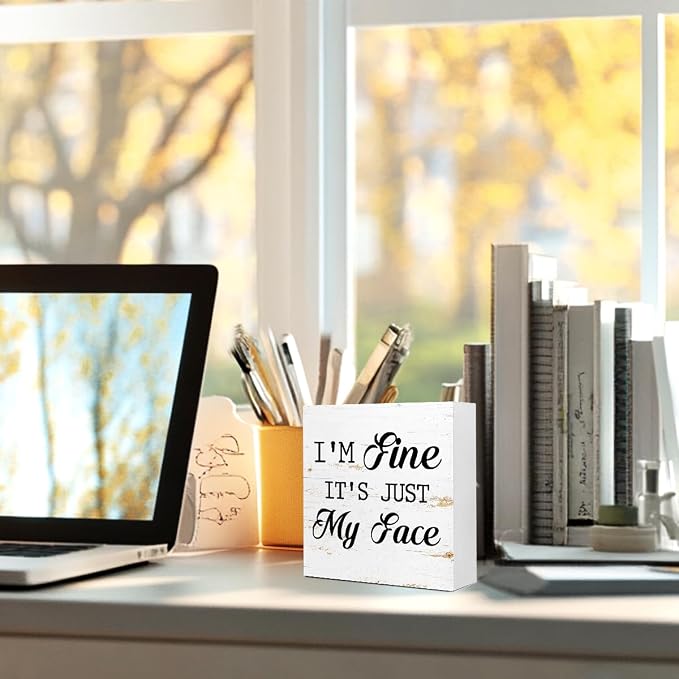 Funny Face Sign, I'm Fine It's Just My Face, Humorous Sarcastic Office Decor - Image 5
