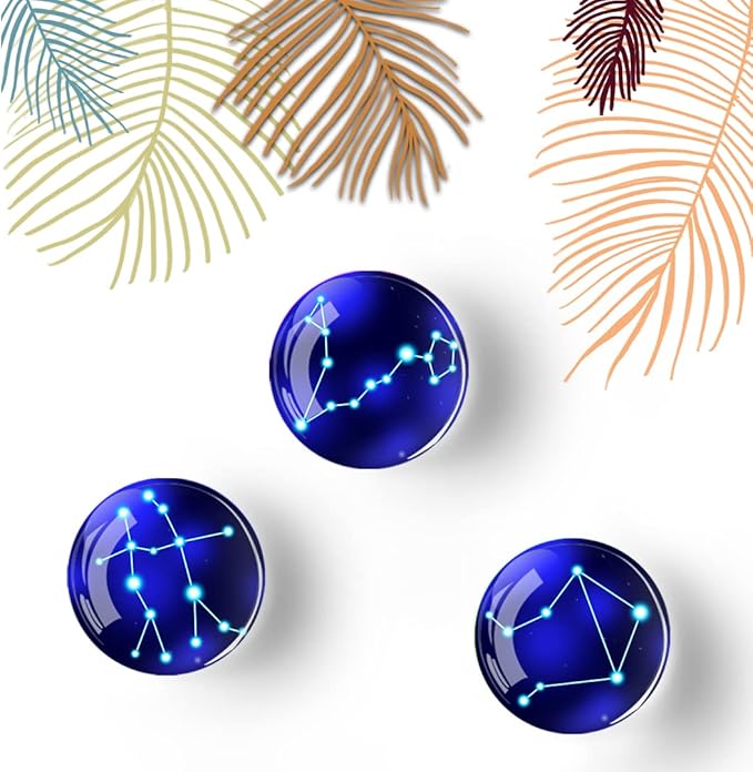 12Pcs Glass Strong Magnetic Refrigerator Magnet Fridge Sticker,Constellation Fridge Magnets Decoration for Crafts,Strong Fridge Magnets for Kitchen, School,Office Whiteboard, Cabinet and Dishwasher-DeskLoop Office