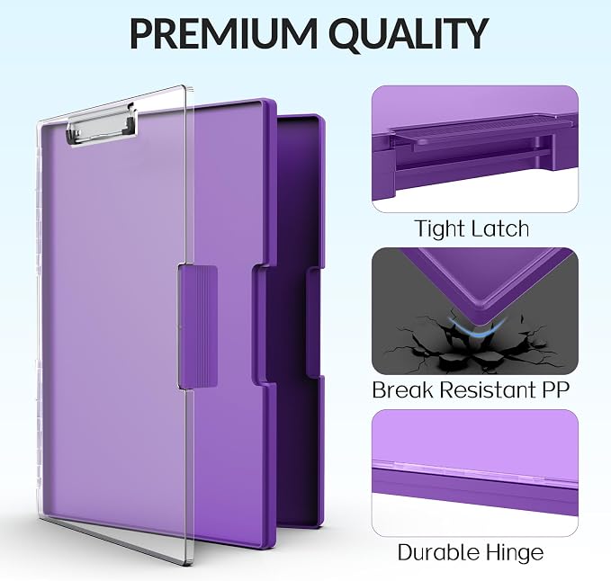 Sooez Clipboard with Storage, Heavy Duty Cleaview Clip Boards 8.5x11 with Dual - Image 4
