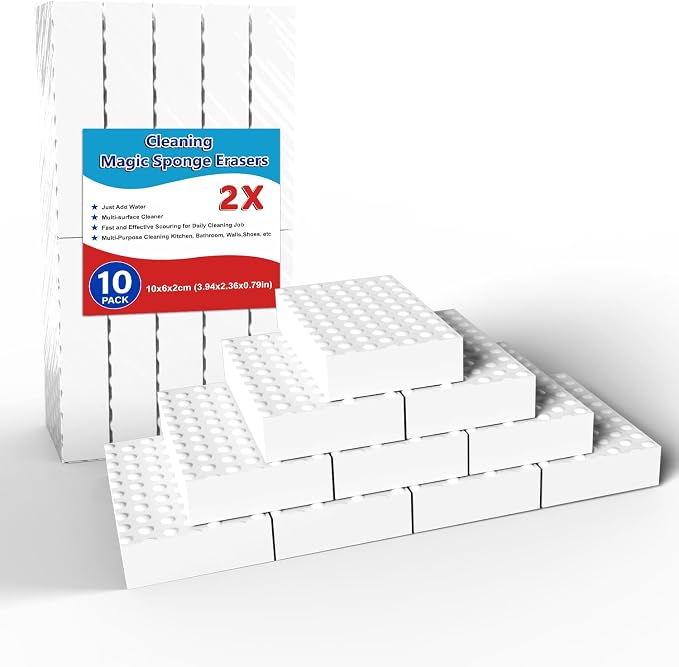 SmilinFit Magic Cleaning Erasers, Kitchen Sponge 10 Pack 2X Density Melamine by SmilinFit