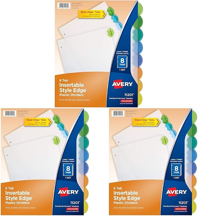 Avery Insertable Style Edge Plastic Dividers by Avery