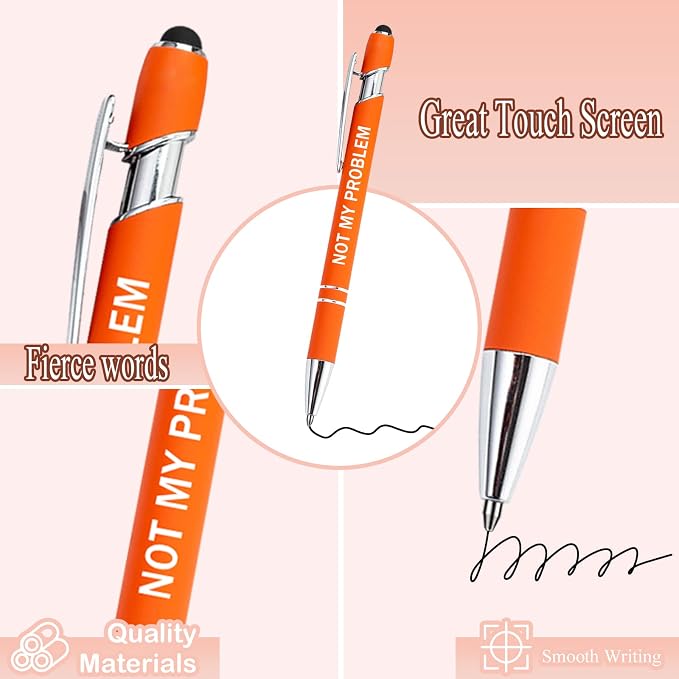 PASISIBICK 12 Pieces Funny Sarcastic Ballpoint Pens, Office Snarky Touch Screen - Image 2