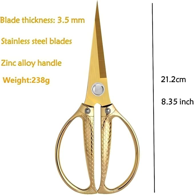 Large Ribbon Cutting Scissors, Heavy duty gold stainless steel scissors - Image 2