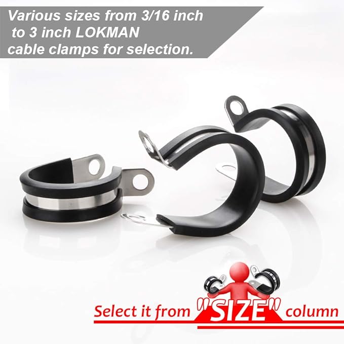 LOKMAN 20 Pack 3/16 Inch Stainless Steel Cable Clamp, Rubber Cushioned - Image 2