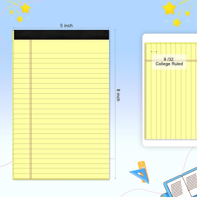 6 pcs Note Pads Legal Pads 5x8, Notebook College Ruled, 6 Pack Micro Perforated - Image 2