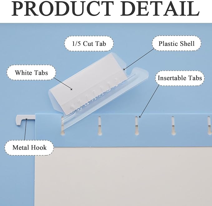 12 Pack Hanging File Folder Letter Size Reinforced Hanging Folders - Image 3