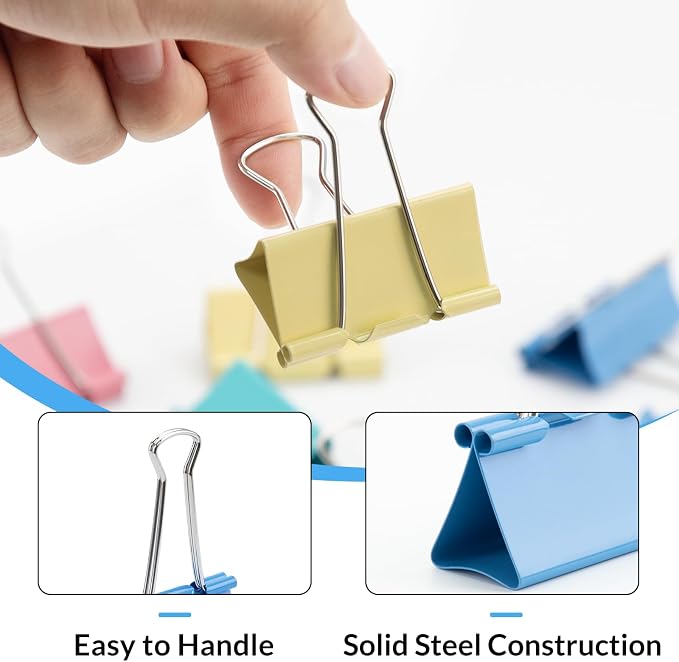 2 Inch 40 Pack Extra Large Binder Clips, Colored Jumbo Paper Clips, Big Paper - Image 4