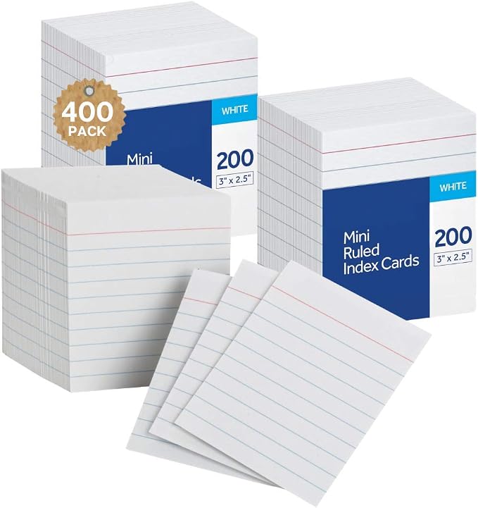 1InTheOffice Ruled Mini Index Cards 3 x 2.5 by 1InTheOffice