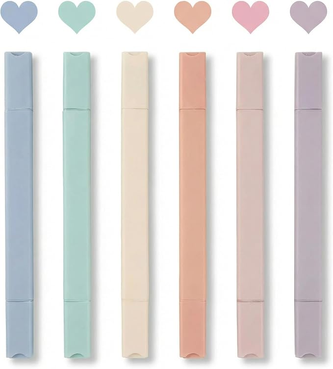 konket 6pcs Pastel Highlighters Aesthetic Cute Highlighters Double Head by KONKET