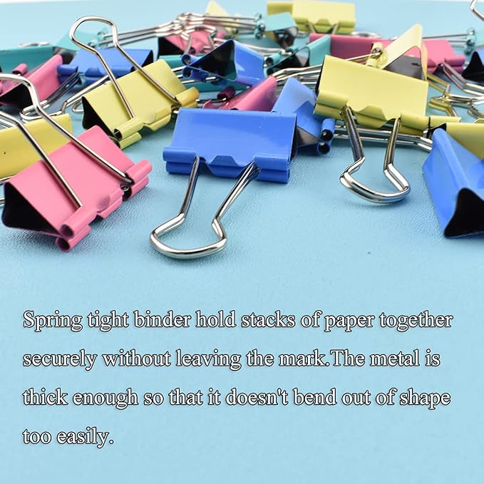 HAHIYO Binder Clips Paper Clamps Spring Steel Sturdy 0.98 inches Width 0.31 - Image 5