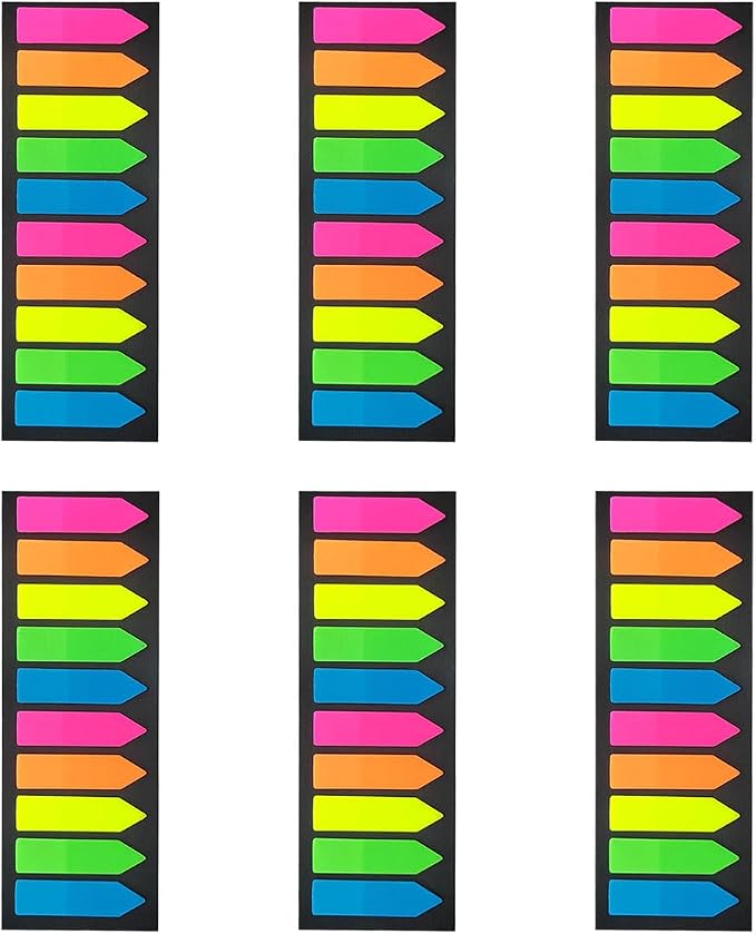 1200-Count Fluorescent Arrow Page Flags, Translucent Index Tabs by Unknown