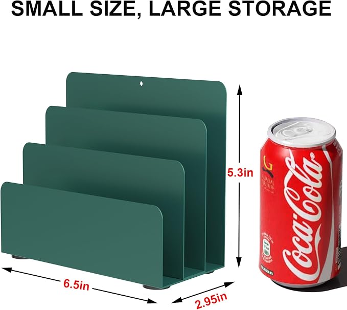 OUTIOE Mail Organizer Countertop, Small Desk File Organizer, Metal File Holder - Image 3