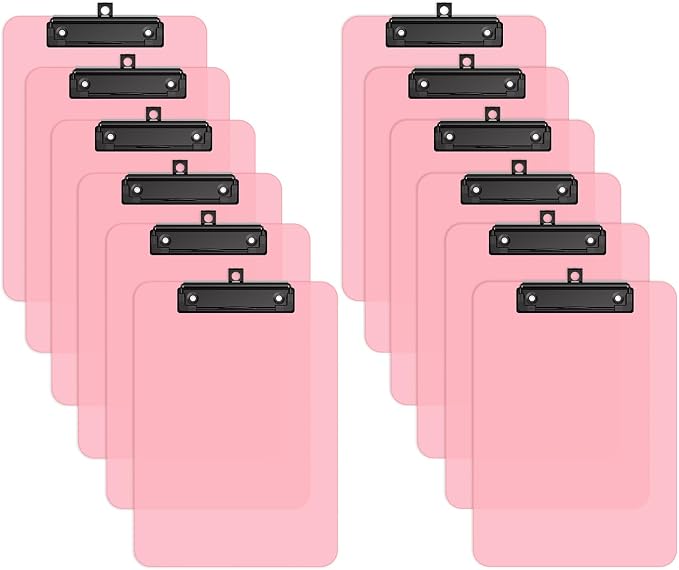 Zoenley A4 Plastic Clipboard Set of 12, A4 Clear 8.5 x 11 Clip Board by Unknown