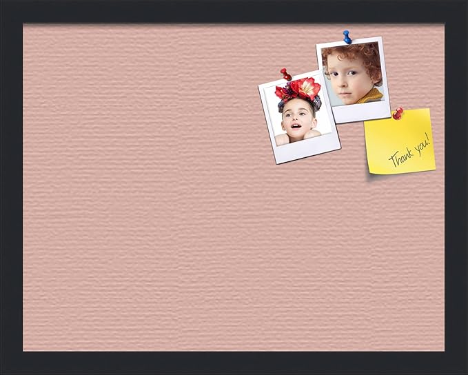 PinPix 18x14 Inch Cork Bulletin Board. This Decorative Framed Pin Board Comes with Pink Pastel Design and a Satin Black Frame. Ideal for Home Office Decor or Message Board (PinPix-1813)-DeskLoop Office