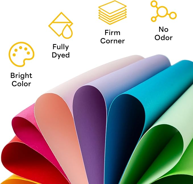 Colored Card Stock 8.5 x 11 Assorted, Goefun Colored Cardstock 25 Colors, 80lb Colorful Printer Paper, Multicolor Construction Paper for Crafts & Scrapbooking-DeskLoop Office