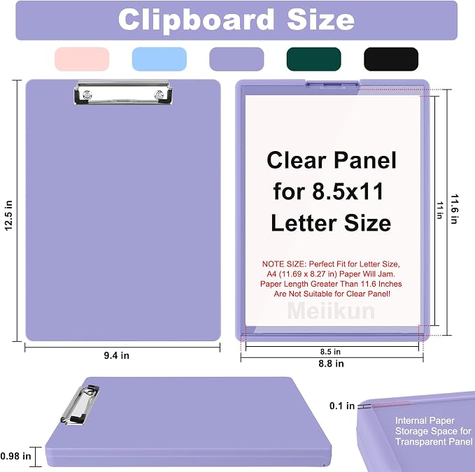 Meiikun Clipboard with Storage, Plastic Clip Boards 8.5x11 Folder with Clear - Image 4