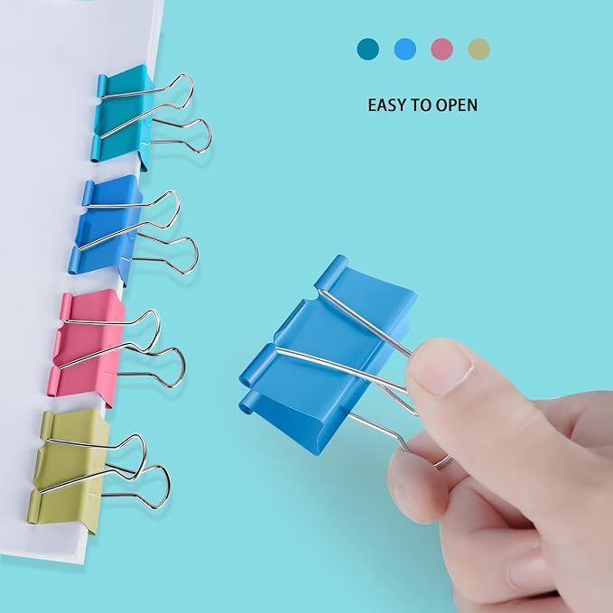 Ufmarine Extra Large Binder Clips 2 inch Length, Colorful Paper Clips Large - Image 3