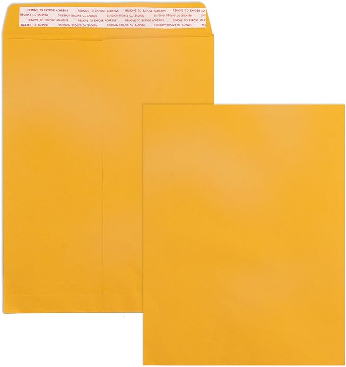10x13 Catalog Envelopes Self Seal 100 Pack, Goefun 100GSM Paper Yellow Brown by Goefun
