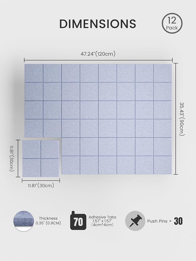 Bumusty Large Cork Board Alternative-47 x35 Felt Bulletin Board Tiles, - Image 2