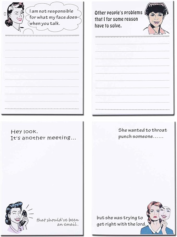 DUGUTUL 4 Funny Novelty Memo Pads, 4 x 5.5 in, 200 sheets, Coworker Gifts by WelcometovisitDUGUTULwithasmiletobuyyourfavoriteproducts