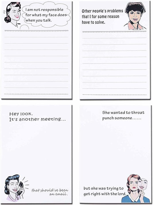 DUGUTUL 4 Funny Novelty Memo Pads, 4 x 5.5 in, 200 sheets, Coworker Gifts by WelcometovisitDUGUTULwithasmiletobuyyourfavoriteproducts